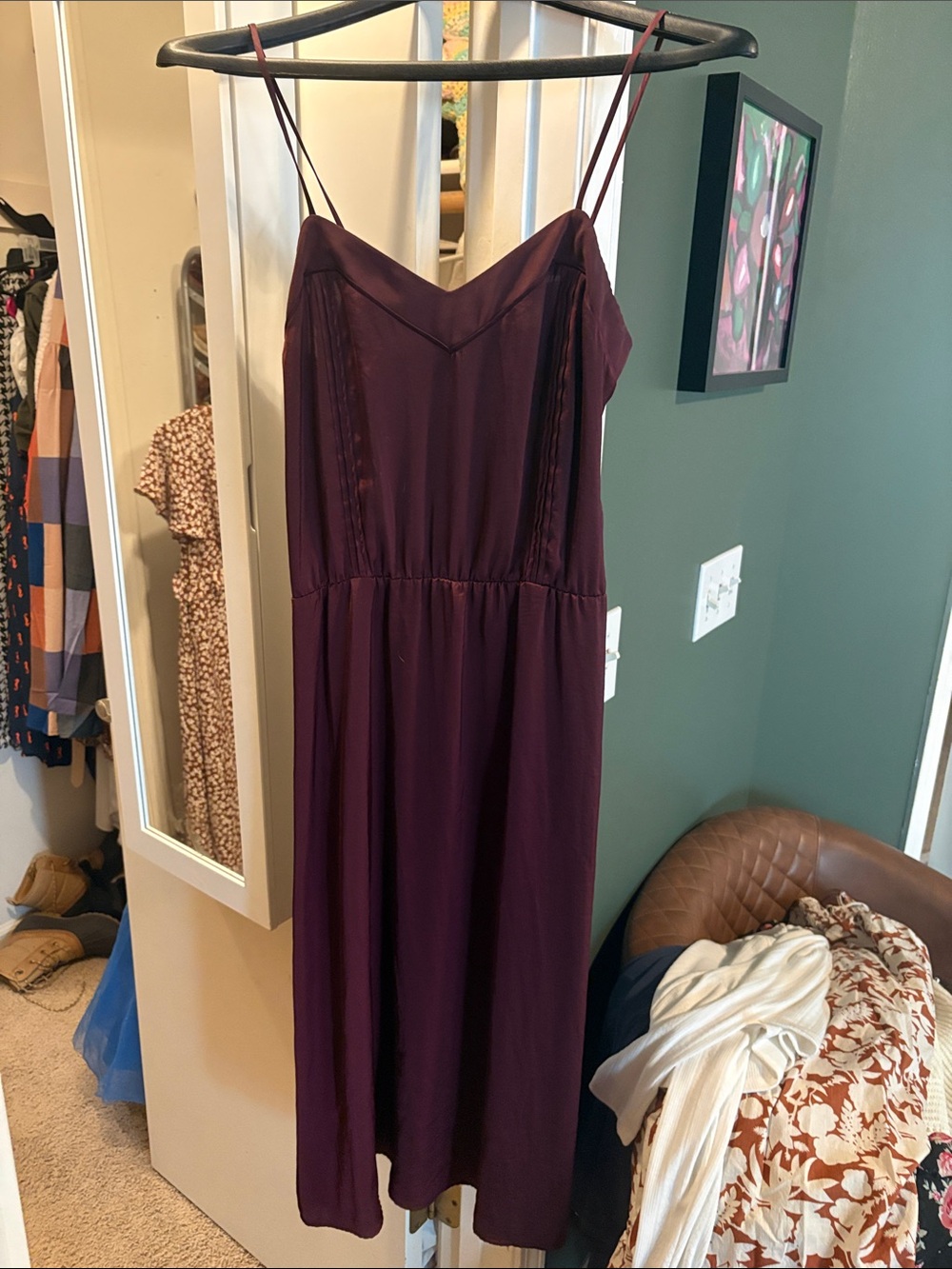 H&M Plum Spaghetti-Strap Midi Dress